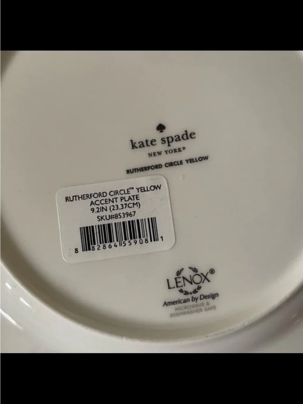 NWT Kate Spade Lenox Rutherford Circle Yellow 9.2” Accent Plates